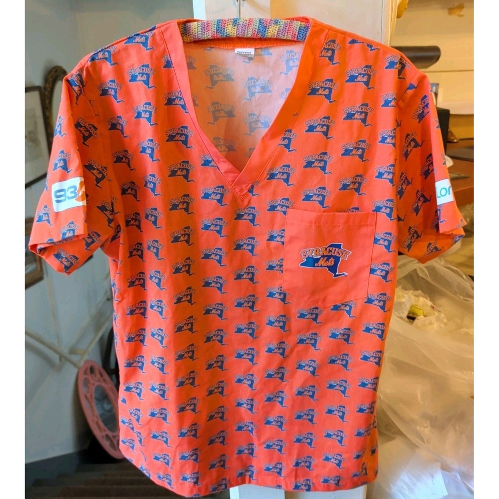 Syracuse Mets Scrub Shirt Top Unisex Size Large Pre-owned